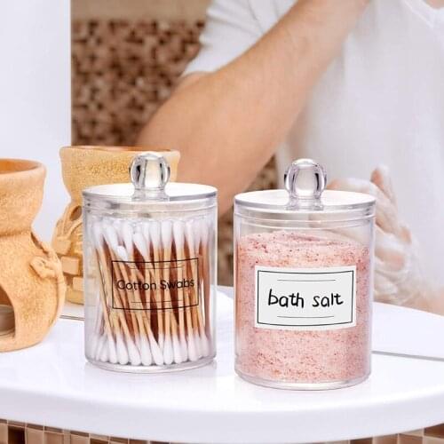 2/4 Pcs Qtips Storage Box Round Dispenser Container Holder Clear Cotton Ball Pad Cotton Swab Organizer with Lid
