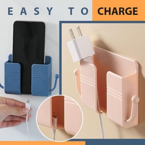 2PCS Wall Mounted Organizer Storage Box Remote Control Mounted Mobile Phone Plug Wall Holder Charging Multifunction Holder Stand