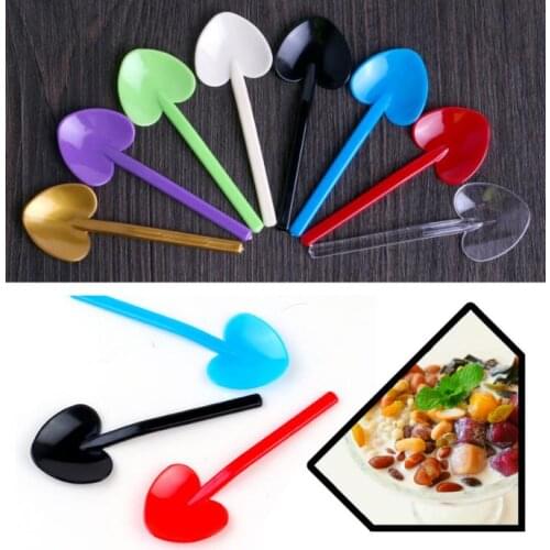 2000pcs/lot Disposable colorful spoon heart-shaped shovel love spoon dessert spoon ice cream spoon wholesale SN3804
