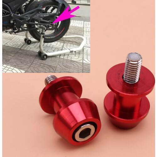 2x 8mm Rear Stand Swing Arm Spool Sliders Racing Stand Swingarm Bobbins Spools Stand Screws Red for Motocycles Custom
