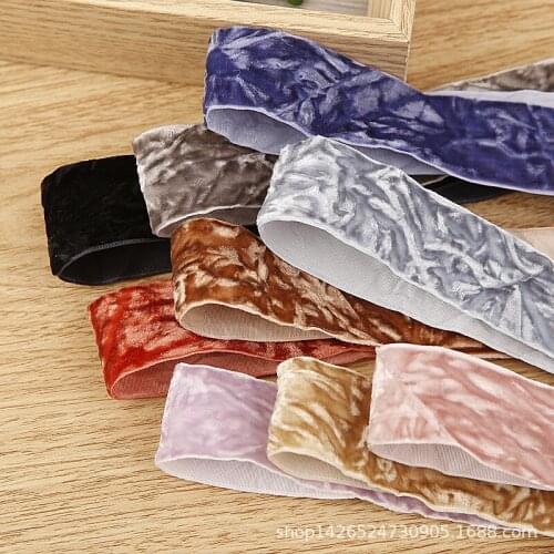 5 yards Crumpled Flocking Ribbon for Diy Bowknot Hair Accessories Material Clothing Hat Gift Box Cake Bouquet Packaging