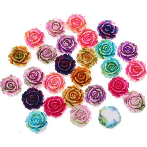 50pcs Kawaii Resin Flowers Flatback Cabochon Scrapbook Craft Clear Embellishments DiyDecor For Headwear Phone Nail Art Stickers