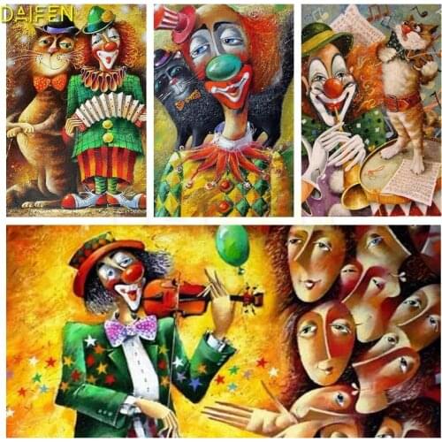 Diamond mosaic violin Full Square Diamond painting Cartoon clown cat bird Full Round Diamond embroidery Cross stitch Accordion