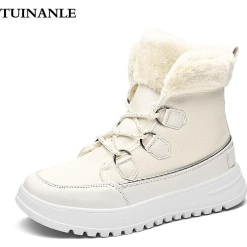 TUINANLE Ankle Boots Women Winter Shoes Plush Warm Snow Boots Female Big Size 42 Casual Botas Mujer High Top Ladies White Shoes