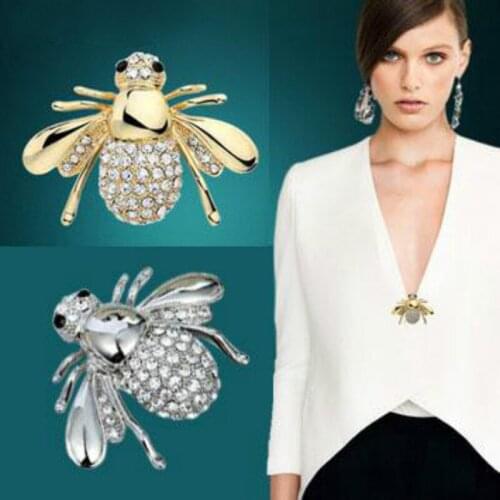 Hot New Exquisite Fashion Rhinestone Animal Brooch Lovely Alloy Bee Brooches For Women Fine Jewelry Animal Little Bee Brooches