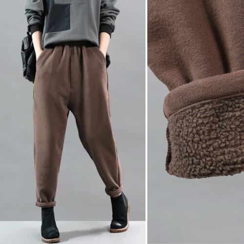 Women Winter Thick Plus Velvet Pants Warm Female Casual High Waist Pants Loose Harem Long Trousers Pantalon Femme