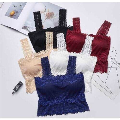 Women Sexy Lace Bra Beauty Back Wrap Chest Bottom Anti-Glare Ladies Fashion Tube Top Underwear