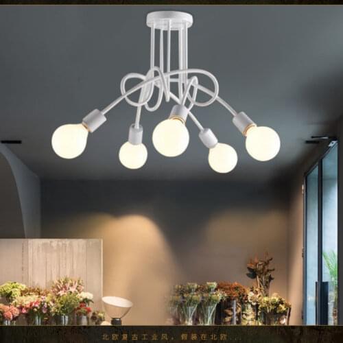 Loft black Northern Europe kitchen Modern chandelier led e27 iron decoration lamp Fixtures for Living Room home Bedroom cafe