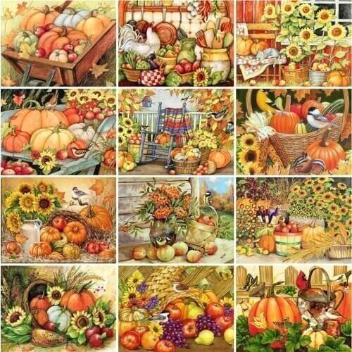 Evershine 5D DIY Diamond Painting Pumpkin Full Square Diamond Embroidery Sunflower Landscape Cross Stitch Autumn Home Decor Gift
