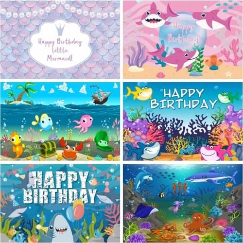 Yeele Baby Birthday Backdrop Photocall Sea Shark Fishen Customized Party Decoe Photos For Photography Children Studio Shoot Prop
