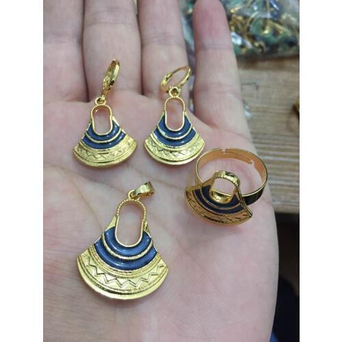 Axe bag Pendant Chain Necklaces Earrings ring Gold Color PNG Jewellery Set Papua New Guinea Wedding party women girls gifts