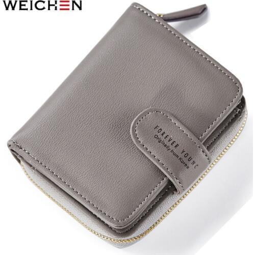 WEICHEN Many Departments Women Wallets Leather Zipper Coin Pocket & Card Holder Ladies Short Change Purse Fashion Female Wallet