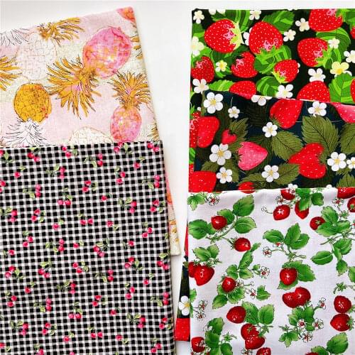 Cool summer apple fruit strawberry pineapple Chocolate beans Cotton Fabric Sewing Material Needlework Diy Cloth baby Dress