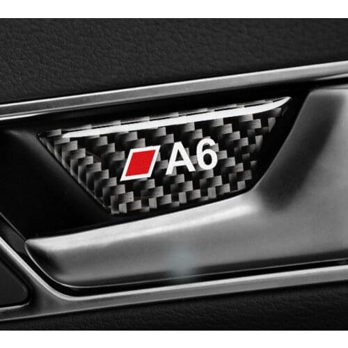 Carbon Fiber Door Handle Cover Door Bowl Trim Auto Stickers For Audi A6 c5 c6 Car Interior Decoration