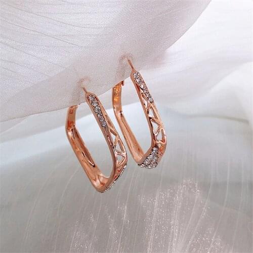 Square Earrings Hollow Geometric Earring For Women Exaggerated Rhinestone Stud Earring Party Jewelry Accessories Wholesale