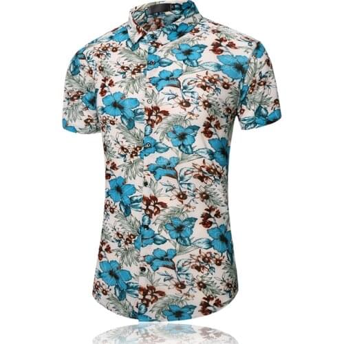 LIFENWENNA Summer New Mens Hawaiian Shirt Fashion Casual Printing Short Sleeve Flower Beach Shirt Male Brand Plus Size 5XL 6XL