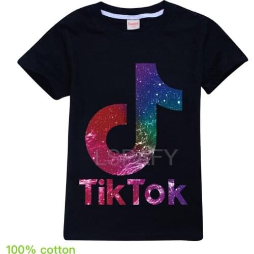 Fashion TIK TOK Kids T-shirt for Boys Summer 100% Cotton Short Sleeve Casual Tees Girl Clothes Cartoon Print Tshirt O-neck Tops