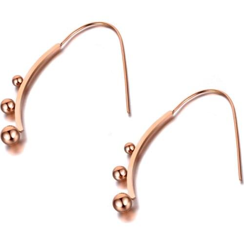 Fashion Titanium Stainless Steel 3Pcs Round Beads Earrings Bohemia Office Earrings Jewelry For Women Girls E19327