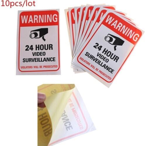 10pcs/lot Waterproof Sunscreen PVC Home CCTV Video Surveillance Security Camera Alarm Sticker Warning Decal Signs Stickers