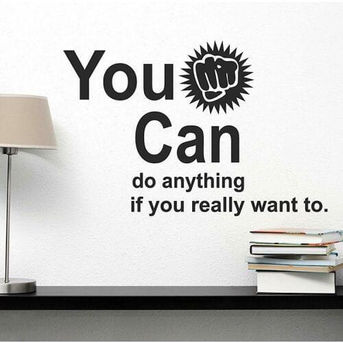 Fist Wall Sticker You Can Do Anything Quotes Lettering Vinyl Window Decal Teens Bedroom Living Room Man Cave Art Home Decor M589