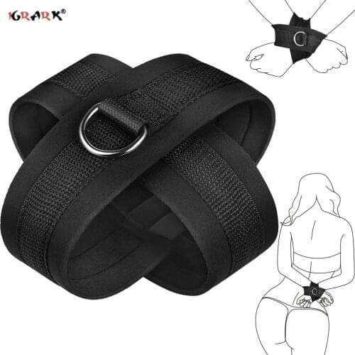 Adjustable PU Leather Cross Pattern HandCuffs Ropes For Female Bdsm Bondage Slave No Vibrators Adult Sex Toys For Women Couples