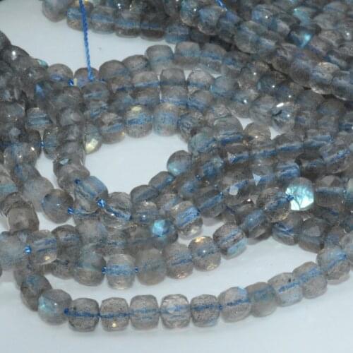 Natural Labradorite Faceted Irregular Cube Beads 4mm~4.2mm