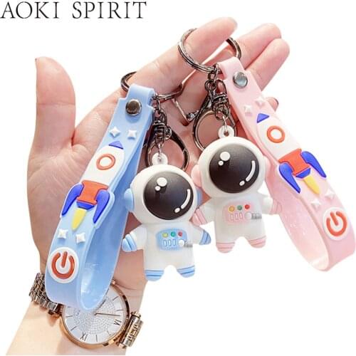 Cartoon Anime Astronaut Keychain PVC Soft Rubber Ornaments Cute Korean Style 3D Space Suit Couple Backpack Keyring Small Pendant