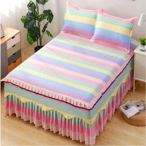 New Arrival 1pc Bed Skirt+2pcs Pillowcase, 3pcs Set Soft Sanding Anti-slip Bedspread, King Queen Size Soft Smooth Bed Cover