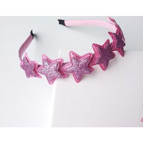 1PCS Shimmer Powder Pink Pointed Star Hair Hoop Boutique Baby Hairbands Princess Headwear Children Headbands Girls Accessories