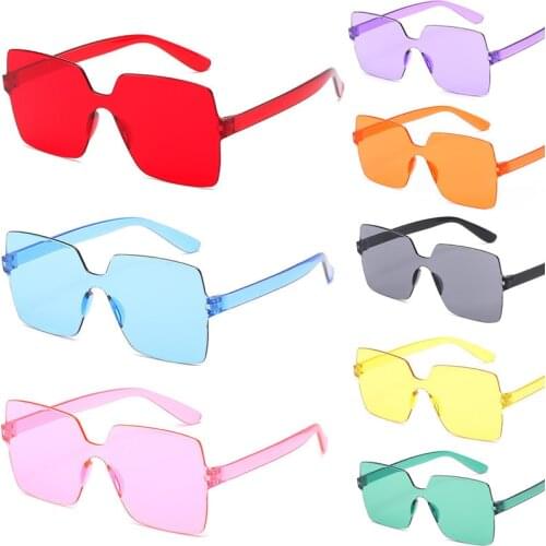 Candy Color Oversized Square Sunglasses Women Retro Vintage Flat Top Sunglass Pink Black Lens Colorful Shade Sun Glasses UV400
