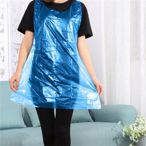 100pcs Thicken disposable apron adult plastic waterproof oil-proof clothes kitchen hairdresser woman barbecue Baking party