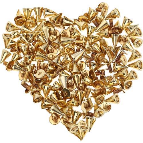 100pcs Spikes Cone Studs Metal 10mm Spots Rivet Cone Screw Studs Leathercraft DIY Craft Rock Clothes Handcraft Accessories