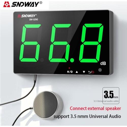 SNDWAY Muur Gemonteerde Sound Level Meter Groen Licht 30-130 Db Digitale Geluidsmeter Usb Opladen Meten Decibel monitoring Noise