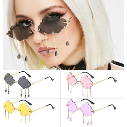 2021Vintage Clouds Tassel Steampunk Sunglasses Fashion Frameless Glasses Leisure Vacation Shades UV400 Gafas De Sol