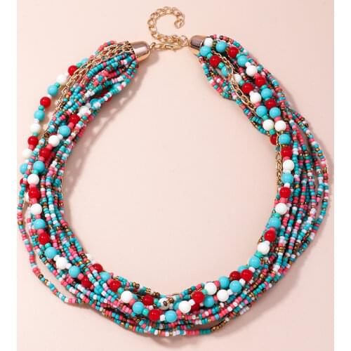 Tenande Maxi Bohemian Multi Layer Beads Chain Tassel Necklaces Pendants for Women Vintage Retro Tribal Jewelry Accessories Gifts