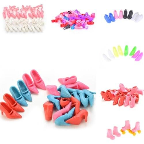 10 Pair Doll Shoes Pumps Colorful High Heels For Doll Shoes Accessories Lovely Baby Girls Gifts Wholesale Price