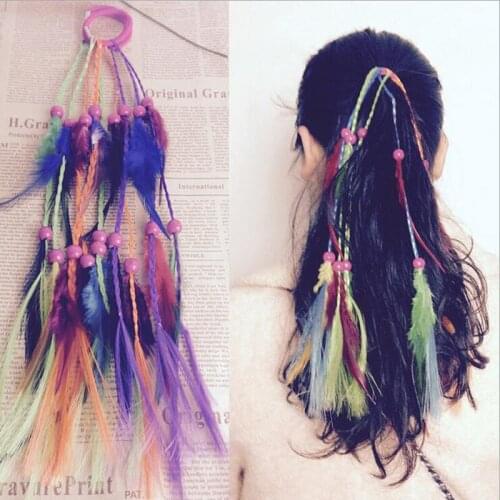 Handmade Boho Hippie Hair Extensions with Feather Rope Comb Headdress DIY Accessories for Women Gifts Valentines Day Presen