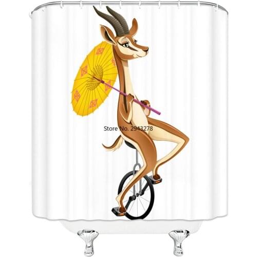 Unique Design In the Corner Of The Mountain Has A Cute Deer Pattern Hanging Shower Curtain Waterproof Mildew Polyester Fabric