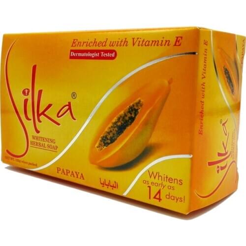 135g Silka Skin Whitening Herbal Papaya Soap Lightening Body Skin Bleaching Soap Face Cleanser Enriched With Vitamin E