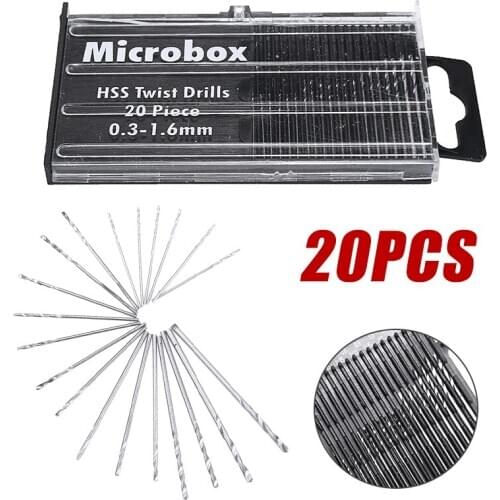20pcs Micro HSS Twist Drill Bits Set Kit 0.3-1.6mm High Precision Craft Tool For Woodworkig