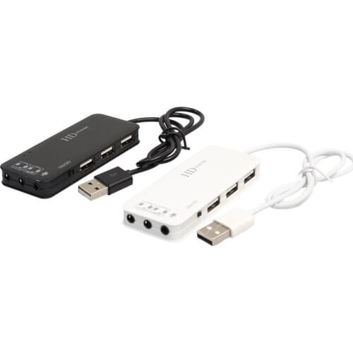 3 Port Usb 2.0 Hub External 7.1Ch Sound Card Headset Microphone Adapter For Pc