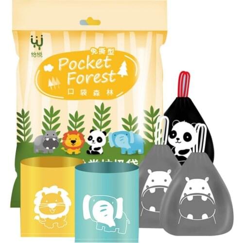 60% Hot Sale 5 Rolls 76PC Cartoon Animal Disposable Thicken Trash Holder Rubbish Pouch Garbage Bag For Home Cleaning Accessories