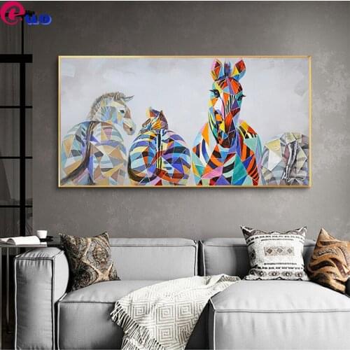 Diamond Embroidery Animal Colorful Zebra 5D Cross Stitch Diamond Painting Rhinestone Full Square Round Beadwork Diamond Mosaic