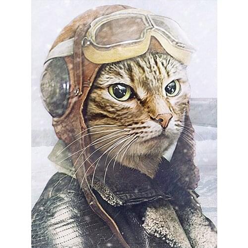 Aviator Cat Diamond Painting Round Full Drill Nouveaute DIY Mosaic Embroidery 5D Cross Stitch Animal Pattern Cartoon