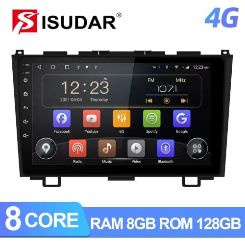 ISUDAR T72 QLED Android 10 Car Radio For Honda/CRV/CR-V 2006 2007-2011 GPS Navigation Car Multimedia 8 Core RAM 6G 4G No 2din