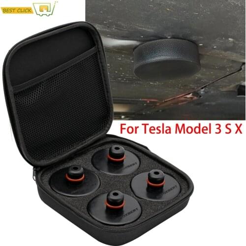 X4 Car Rubber Jack Pad Lifting Point Adapter Tool Storage Case Box Non-slip Support Frame Protector For Tesla Model X/S/3 Black
