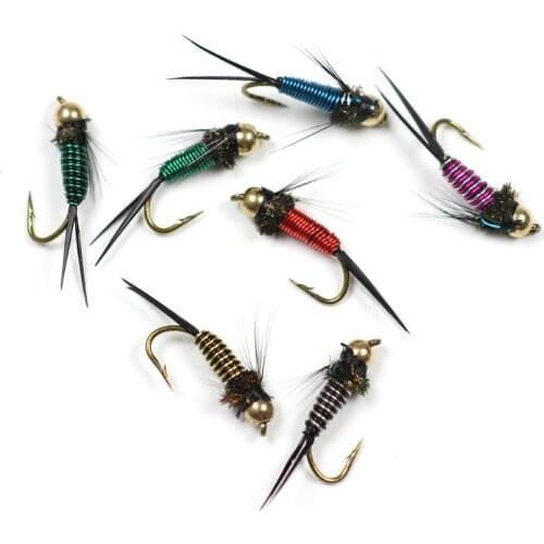 Bimoo 10pcs 12# Copper John Beadhead Nymphs Fly Fishing Lure