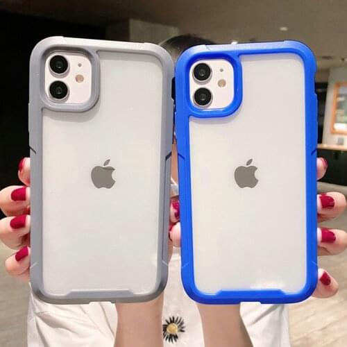 Armor Transparent Shockproof Bumper Phone Case For iPhone 12 12 Pro 11Pro Max X XR XS Max 6 7 8 Plus Silicone Hard PC Back Cover