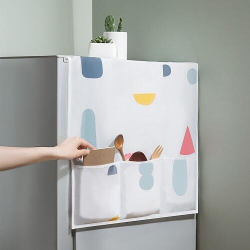 OTHERHOUSE PEVA Refrigerator Cover Fridge Cover with Top Bags Refrigerator Fridge Dust Cover with Sotrage Bag Home Accessories