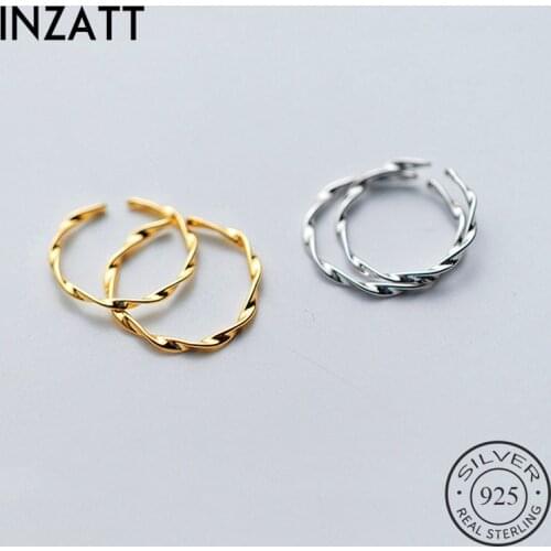 INZATT Real 925 Sterling Silver Spiral Adjustable Ring For Fashion Women Party Minimalist Fine Jewelry Hiphop Accessories
